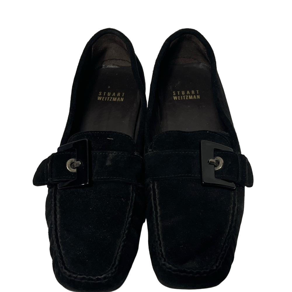 Stuart Weitzman Ladies Buckleberry Black Suede Loafers Flats Size 8